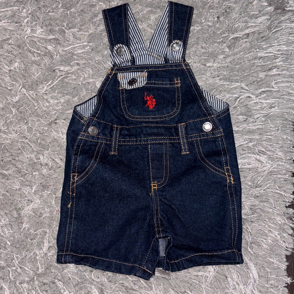 U.S. Polo Assn. Navy Kids Overalls with Red Logo